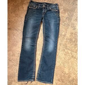 Silver Fluid Aiko Mid Boot stretch denim jeans, women's size 29/33